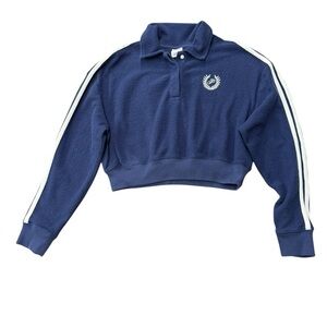 Women’s Victoria Secret PINK Cropped Polo Sweatshirt with White Stripes Size XS